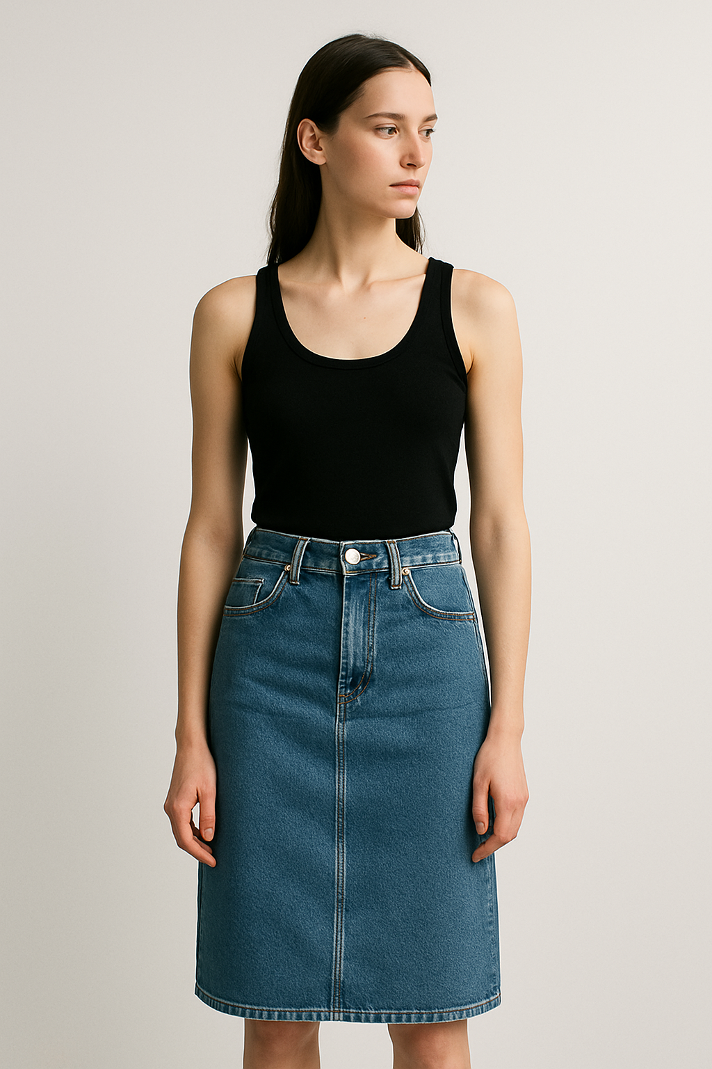 Hazel | Straight Cut Denim Skirt